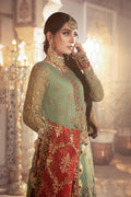 Unstitched MBROIDERED - Coral in Sea green (BD-2303) - Maira Collections